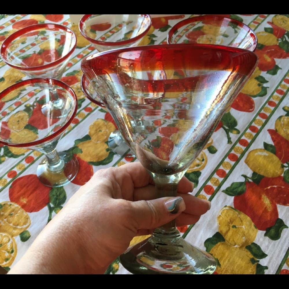 - Set of 4 Hand blown *Mexican* Glasses- unique!